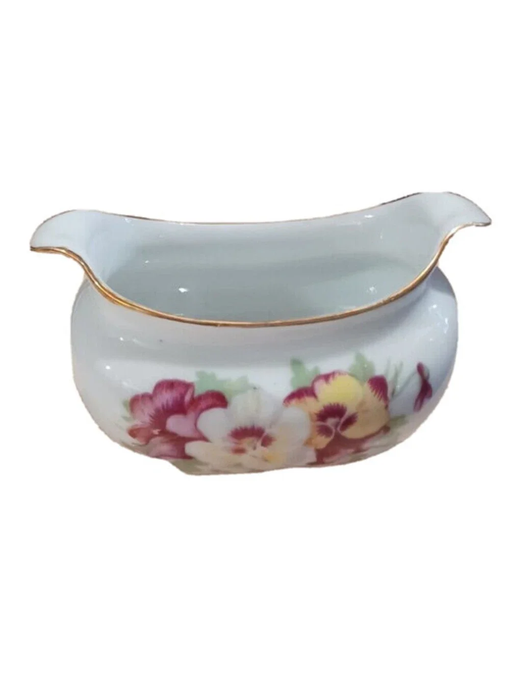 Saji Occupied Japan Fancy China Floral Sugar Bowl